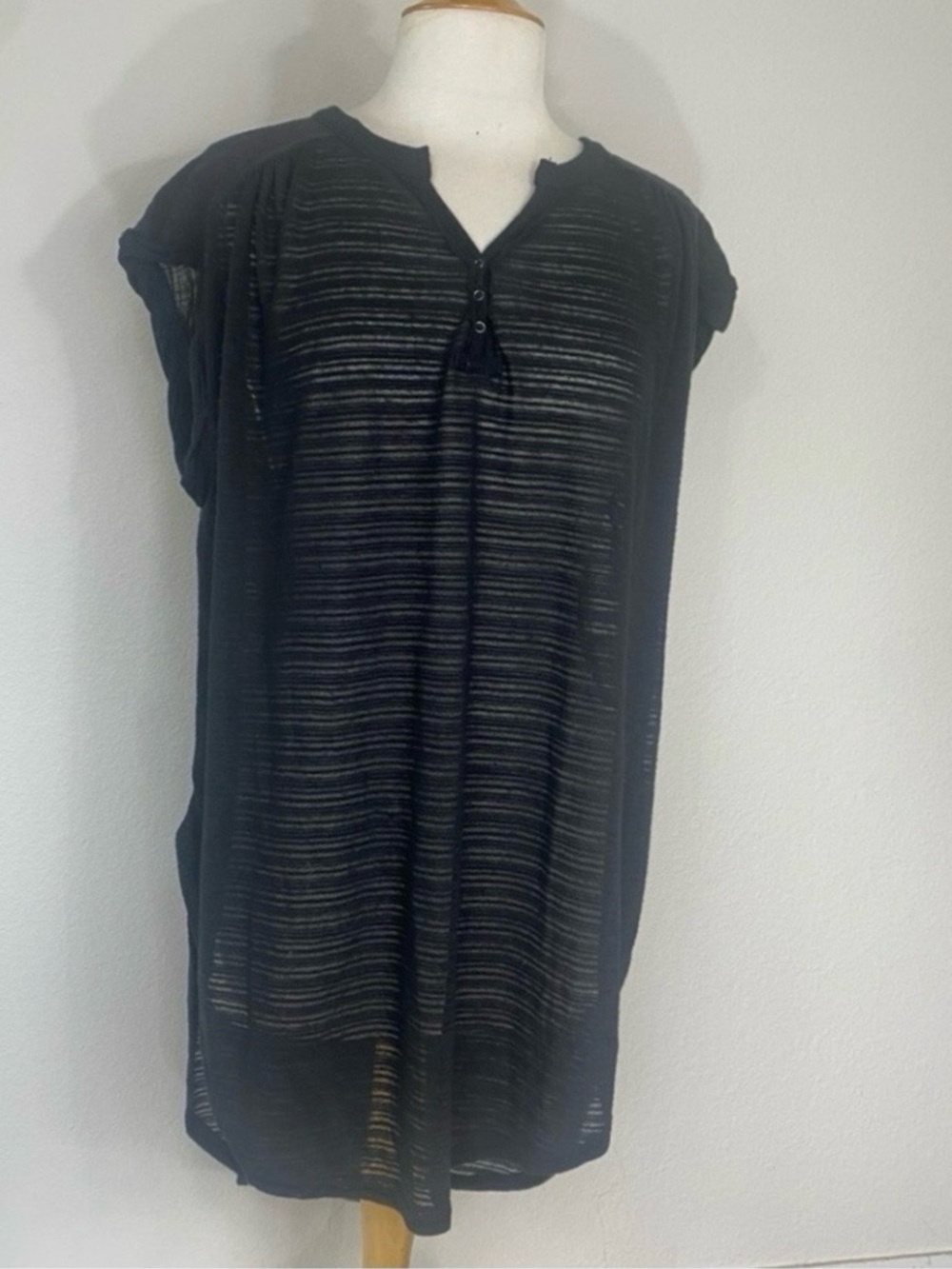 Free People Womens Black Oversize Tunic Casual Streetwear Cottagecore Size L